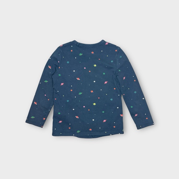 Mini Boden Green Alien Headphone Applique Space Pattern Long Sleeve Shirt - Picture 4 of 5